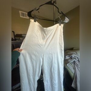 Zara White Elastic Waist Pants